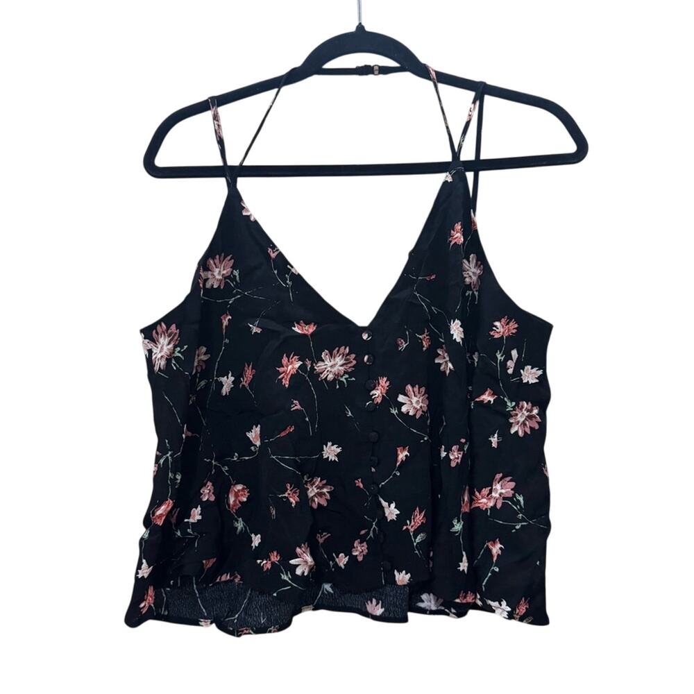 Lucy Paris Floral Button Front Camisole Tank Top‎ Womens Medium Spaghetti Strap